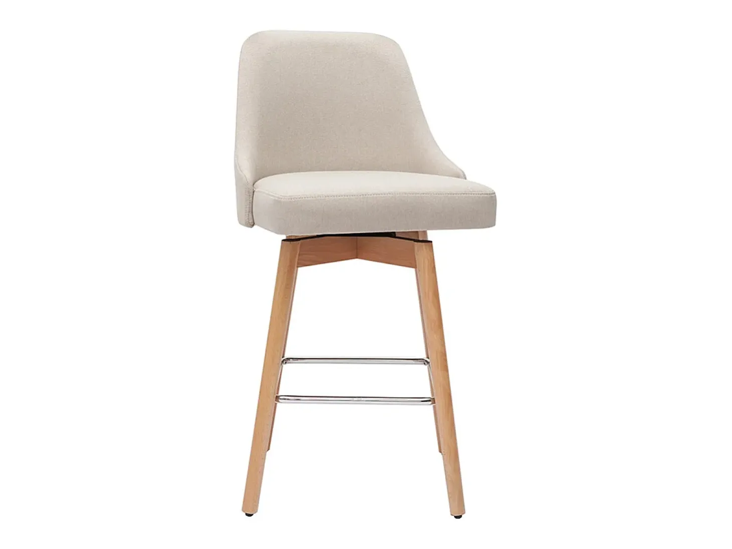 Set de 2 taburetes de cocina nórdicos de tela beige y madera maciza 65 cm HASTA