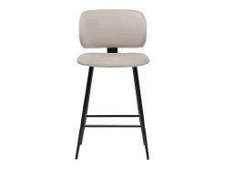 Set de 2 taburetes de cocina de terciopelo color topo y metal negro 70 cm de altura ATRIUM
