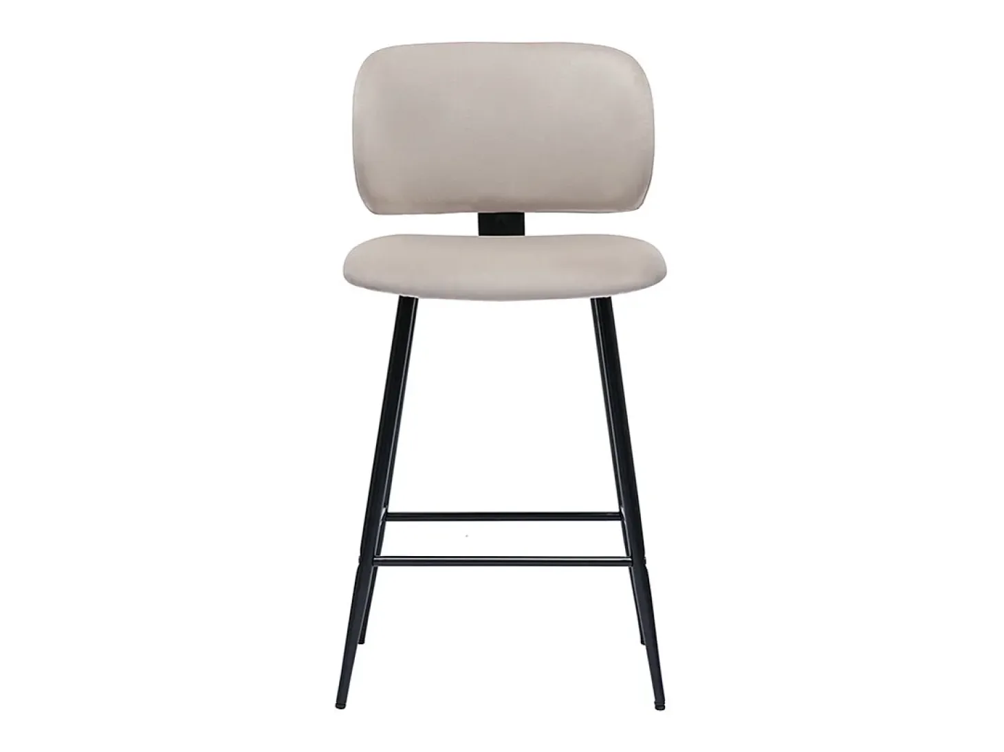 Set de 2 taburetes de cocina de terciopelo color topo y metal negro 70 cm de altura ATRIUM