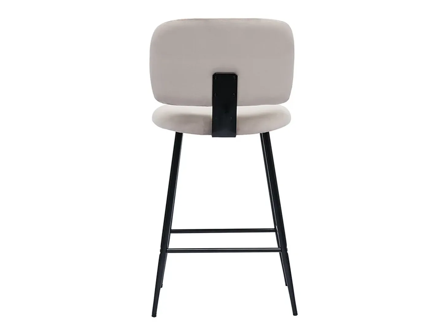 Set de 2 taburetes de cocina de terciopelo color topo y metal negro 70 cm de altura ATRIUM