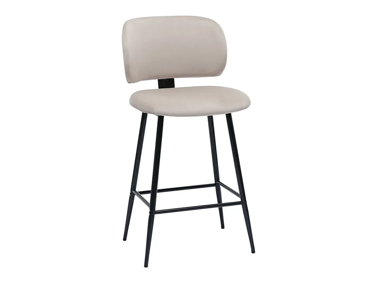 Set de 2 taburetes de cocina de terciopelo color topo y metal negro 70 cm de altura ATRIUM