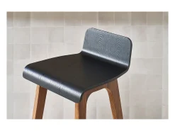 Set de 2 taburetes de cocina nórdicos nogal y negro 65 cm BALTIK