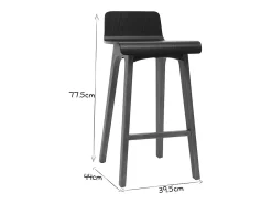 Set de 2 taburetes de cocina nórdicos nogal y negro 65 cm BALTIK