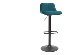 Set de 2 taburetes de cocina ajustables 360º de terciopelo azul petróleo y metal negro BOOST