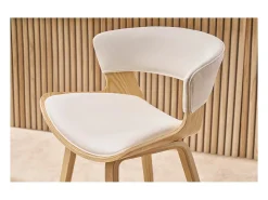 Set de 2 taburetes de cocina de diseño blanco con madera clara 65 cm SYRAH