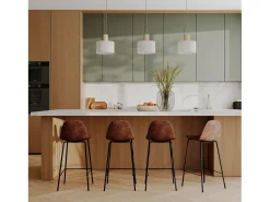 Set de 2 taburetes para isla de cocina de sintético marrón 65 cm - Henrik
