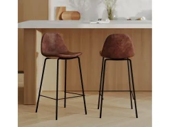 Set de 2 taburetes para isla de cocina de sintético marrón 65 cm - Henrik