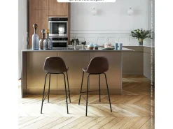 Set de 2 taburetes para isla de cocina de sintético marrón 65 cm - Henrik