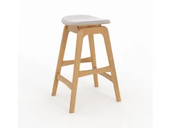 Set de 2 taburetes para isla central en madera y tela beige 65,5 cm - Jude