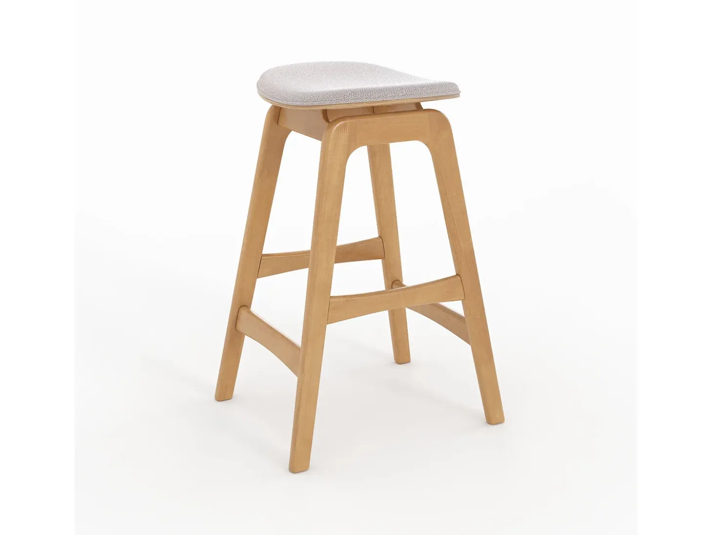Set de 2 taburetes para isla central en madera y tela beige 65,5 cm - Jude