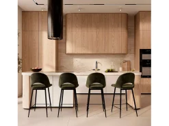 Set de 2 taburetes para isla de cocina en terciopelo verde 65 cm - Pénélope