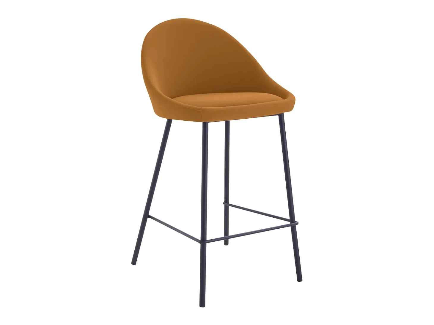 Set de 2 taburetes para isla de cocina en cuero sintético canela 65 cm - Misty