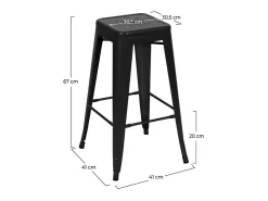 Set de 2 taburetes para isla de cocina en metal negro mate 66 cm - Indus