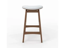 Set de 2 taburetes para isla central en madera y tela gris 65,5 cm - Jude