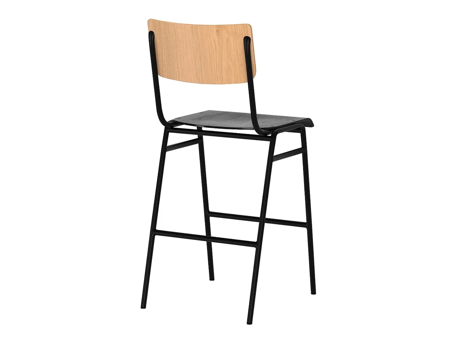 Set de 2 taburetes para isla de cocina de madera clara y negra 65 cm - Clem