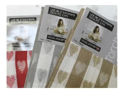 Set de 2 toallas de algodón COEUR taupe, jacquard 50x70 cm
