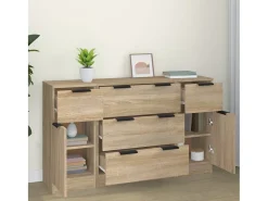 Set de aparador 3 pzas madera contrachapada color roble Sonoma ES95951