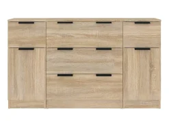 Set de aparador 3 pzas madera contrachapada color roble Sonoma ES95951