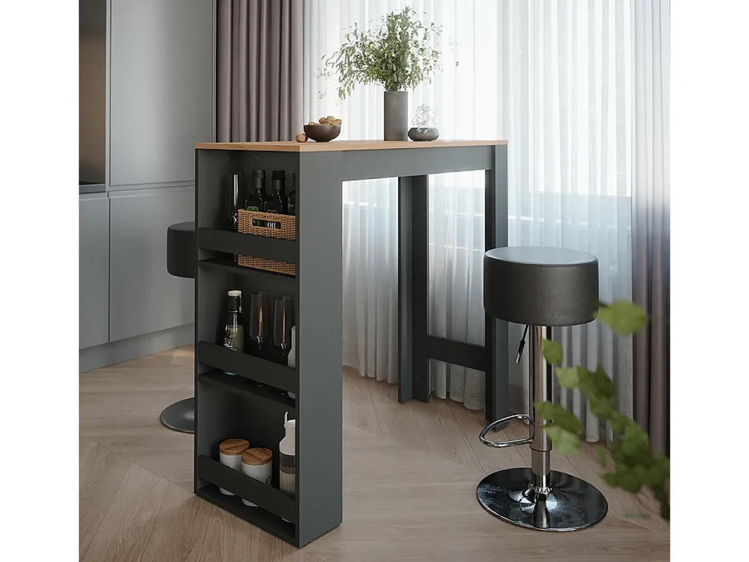 Set de mesa de bar antracita/roble dorado 45x110x106 repose