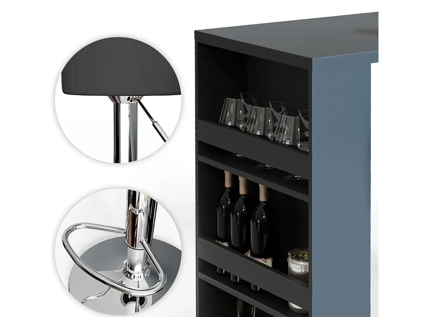 Set de mesa de bar antracita 57x117x106