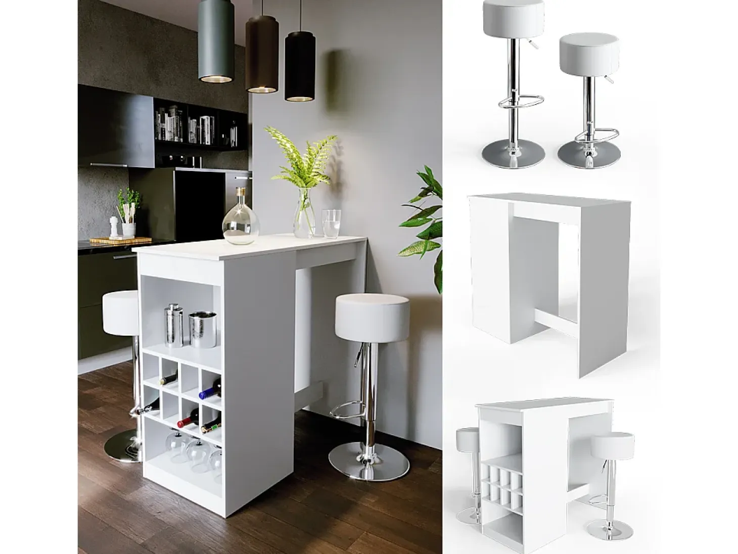 Set de mesa de bar blanco 115x50x104.6 ross