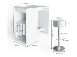 Set de mesa de bar blanco 115x50x104.6 ross