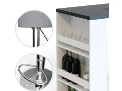 Set de mesa de bar blanco/gris 57x117x106