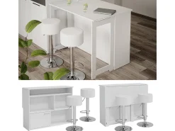 Set de mesa de bar blanco 116x37x90.5 dominic