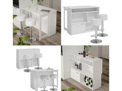Set de mesa de bar blanco 116x37x90.5 dominic