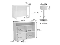 Set de mesa de bar blanco 116x37x90.5 dominic