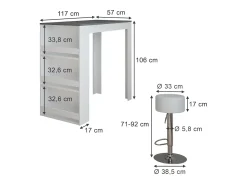 Set de mesa de bar blanco/antracita 57x117x106 repose