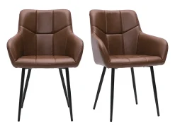 Set de 2 sillas de diseño acolchadas de poliuretano marrón y metal negro MONTERO