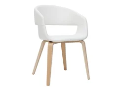Set de 2 sillas de diseño de poliuretano blanco con patas de madera clara SLAM