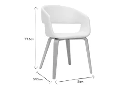 Set de 2 sillas de diseño de poliuretano blanco con patas de madera clara SLAM
