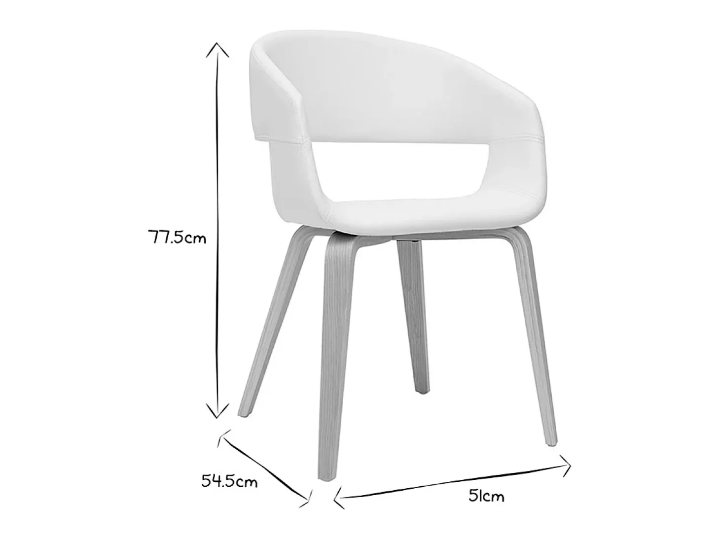 Set de 2 sillas de diseño de poliuretano blanco con patas de madera clara SLAM