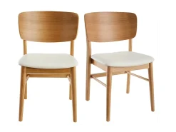 Set de 2 sillas de madera clara y blanco SHELDON