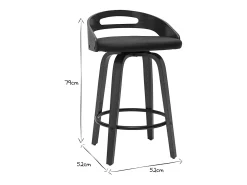 Set de 2 taburetes de cocina de diseño madera oscura y poliuretano negro 65 cm MANO