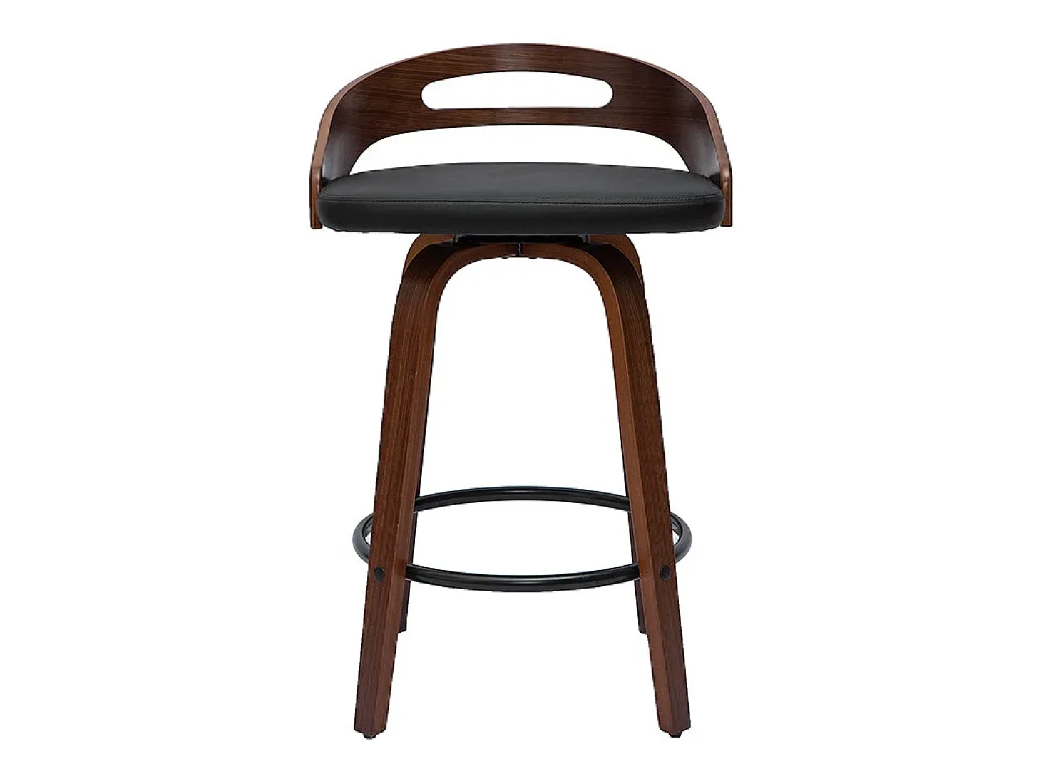 Set de 2 taburetes de cocina de diseño madera oscura y poliuretano negro 65 cm MANO