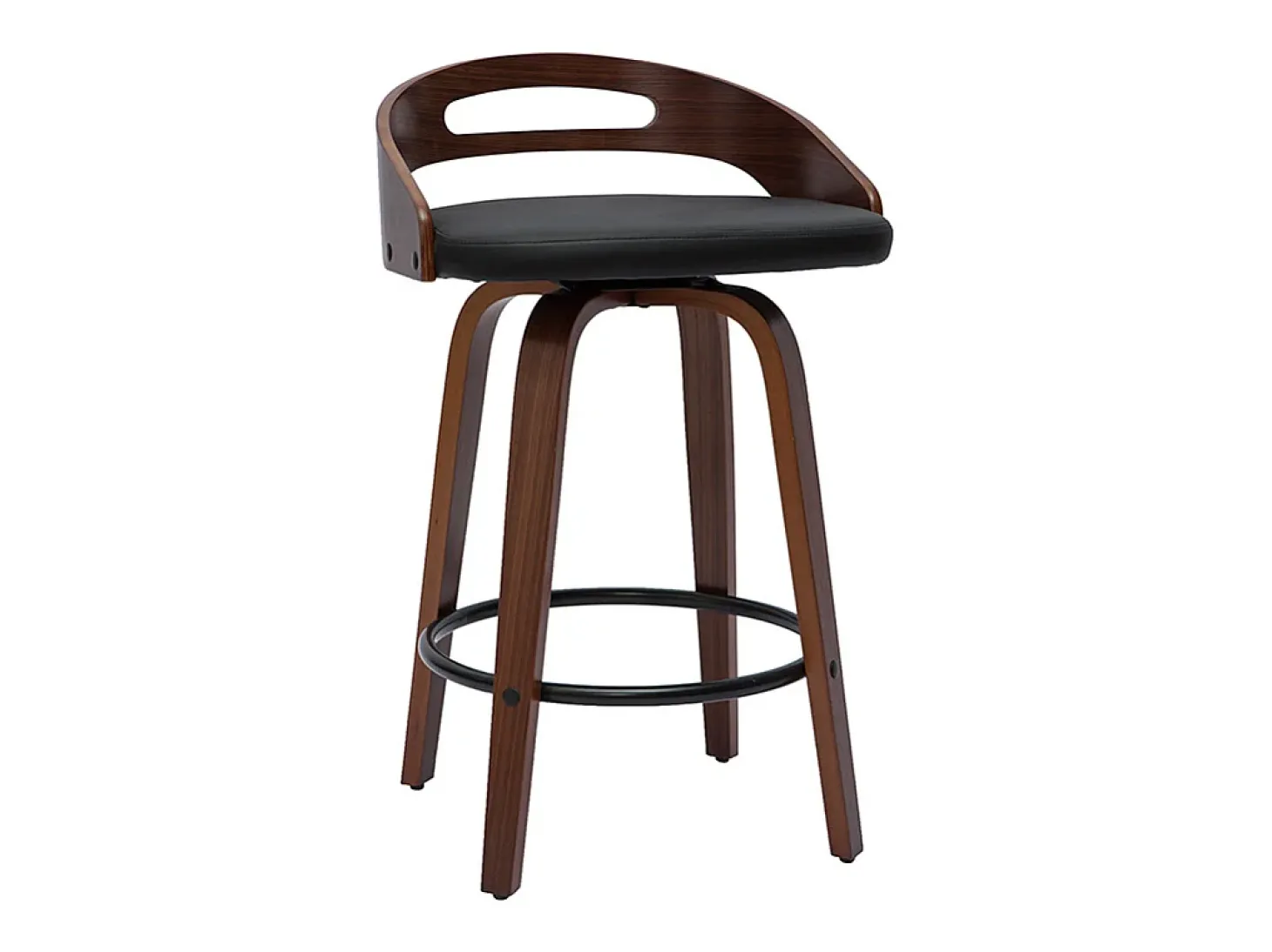 Set de 2 taburetes de cocina de diseño madera oscura y poliuretano negro 65 cm MANO