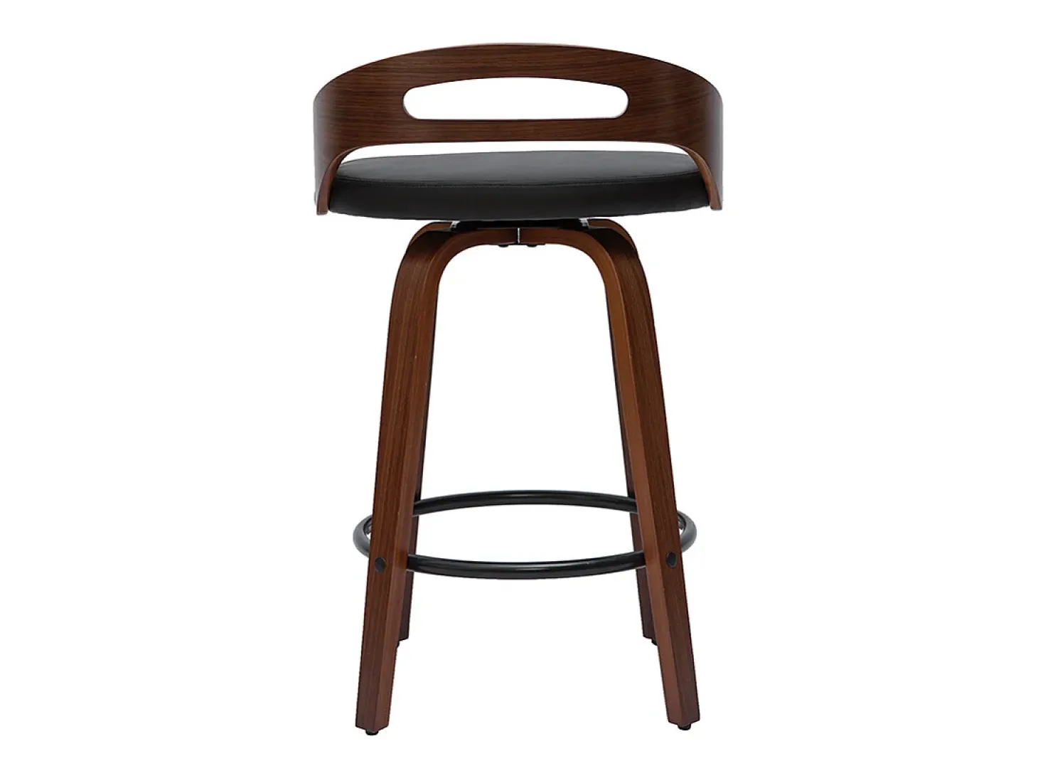 Set de 2 taburetes de cocina de diseño madera oscura y poliuretano negro 65 cm MANO
