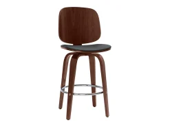 Set de 2 taburetes de cocina giratorios de diseño negros y madera oscura 66 cm BECK