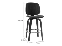Set de 2 taburetes de cocina giratorios de diseño negros y madera oscura 66 cm BECK