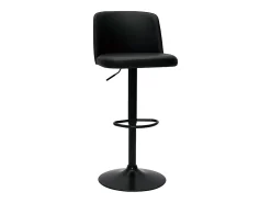 Set de 2 taburetes de cocina ajustables de poliuretano negro y metal negro MONTI