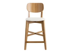 Set de 2 taburetes de cocina de madera de roble y blanco 65 cm LUCIA