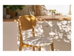 Set de 2 taburetes de cocina de madera de roble y blanco 65 cm LUCIA