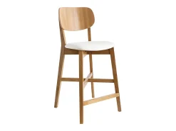 Set de 2 taburetes de cocina de madera de roble y blanco 65 cm LUCIA
