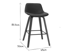 Set de 2 taburetes de cocina de diseño negro y nogal 65 cm NONIE