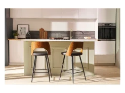 Set de 2 taburetes de cocina de diseño madera y blanco 66,5 cm FALCOM