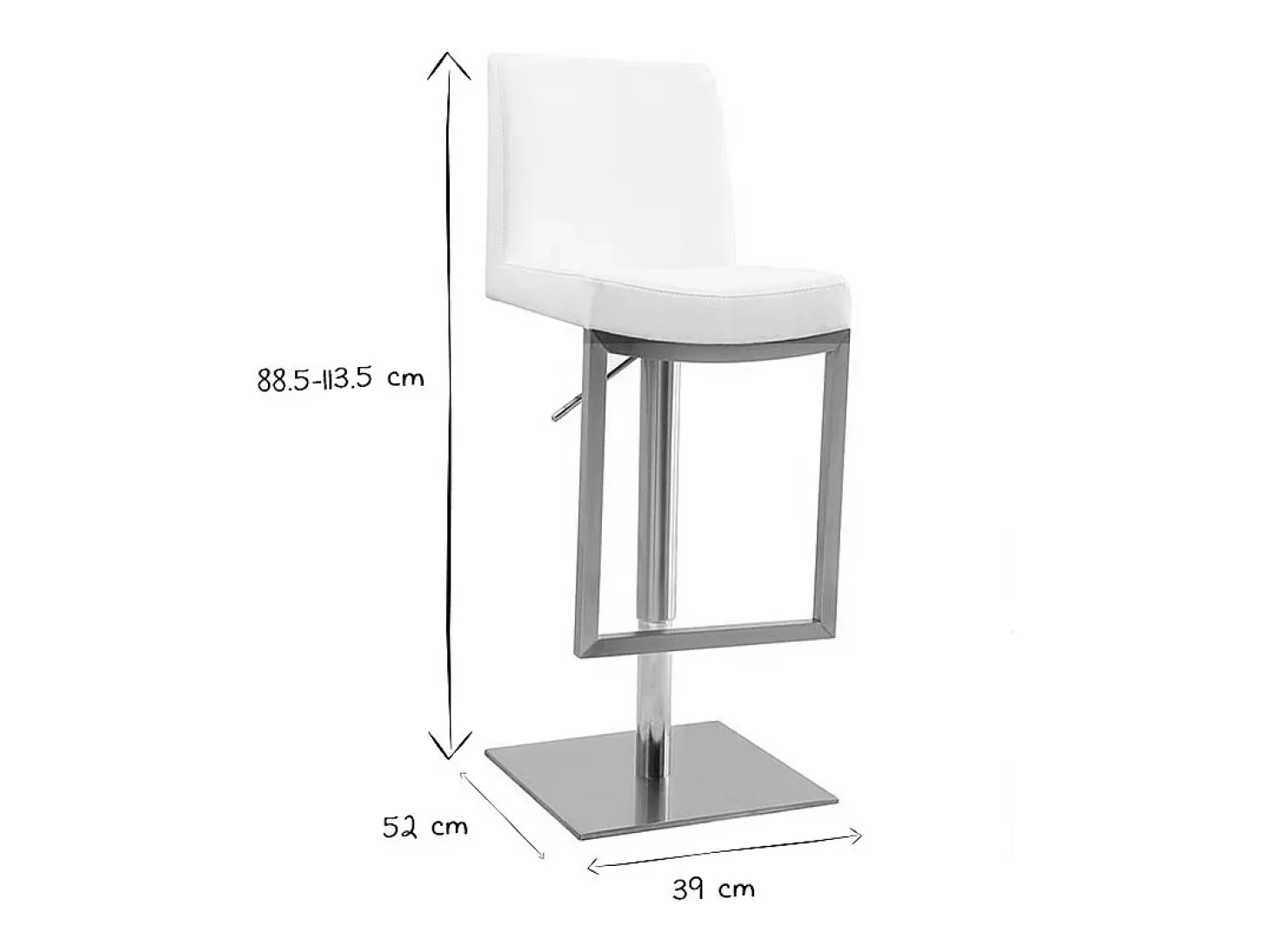 Set de 2 taburetes de cocina regulables blancos con acero cromado KYLE