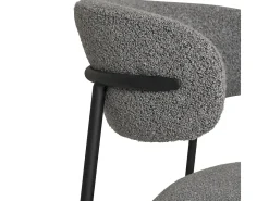 Set van 2 KORA stoelen – Bouclette stof en zwarte metalen poten-Color Gris